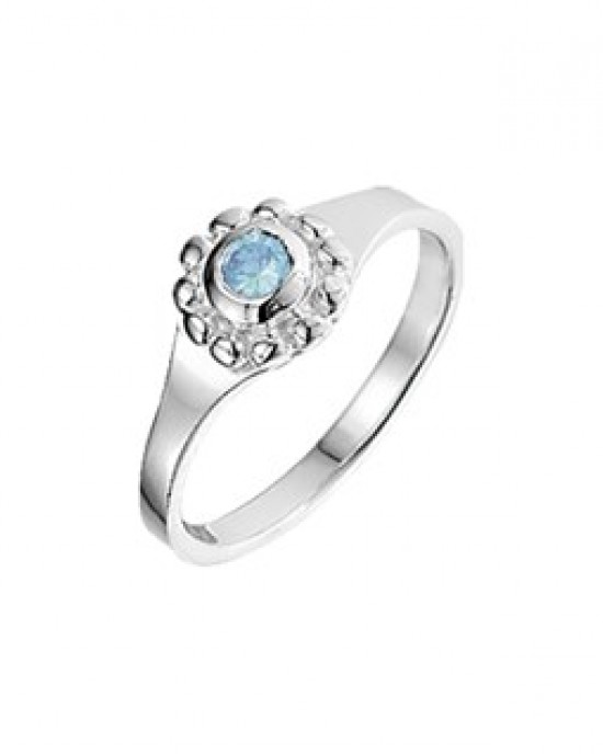 ZILVEREN RING BLOEM MET BLAUWE ZIRKONIA MT44 - 77535 - 1014792-MT44