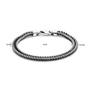 ZILVEREN ARMBAND GEOXIDEERD VOSSENSTAART 6.5MM 21CM (Ook als 20cm leverbaar) - 83410 - 1101825-21CM