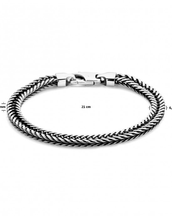 ZILVEREN ARMBAND GEOXIDEERD VOSSENSTAART 6.5MM 21CM (Ook als 20cm leverbaar) - 83410 - 1101825-21CM