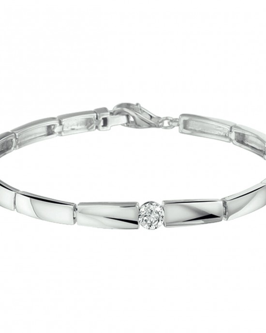 ZILVEREN ARMBAND MODEL CHOKER MET ZIRKONIA 5MM 19CM (Ook als set leverbaar) - 71378 - 1320366