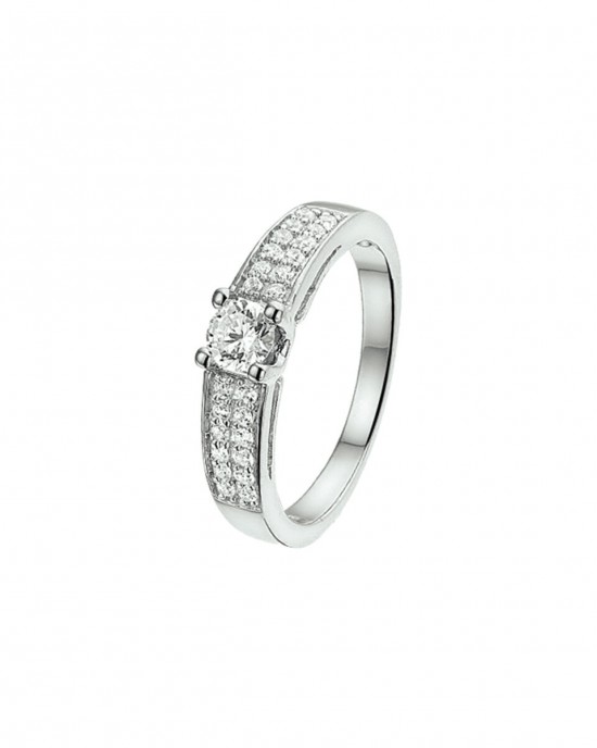 ZILVEREN RING MET 2 RIJEN PAVE GEZETTE ZIRKONIA'S EN 5MM MIDDENSTEEN MT54 - 80717 - 1322078-MT54