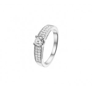 ZILVEREN RING MET 2 RIJEN PAVE GEZETTE ZIRKONIA'S EN 5MM MIDDENSTEEN MT56 - 78106 - 1322080-MT56