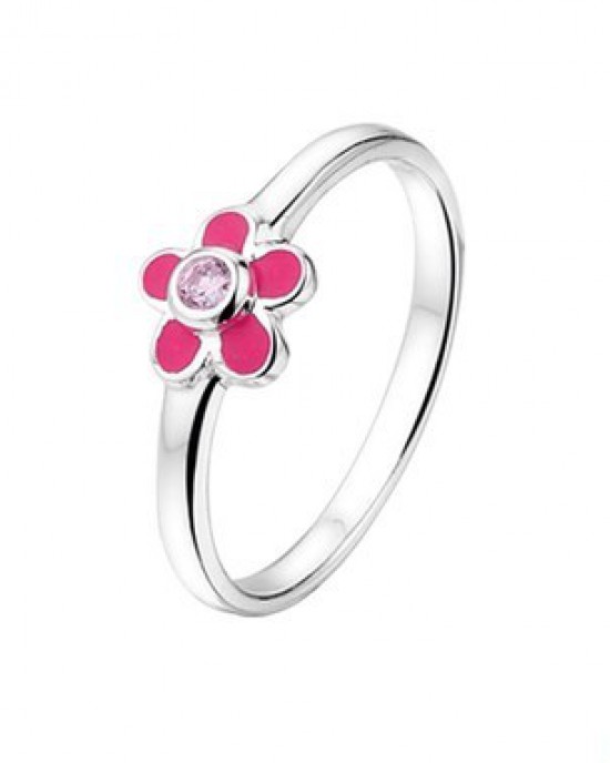 ZILVEREN RING BLOEM ROZE E-MAILE MET ROZE ZIRKONIA MT46 -Ook als set leverbaar- - 79743 - 1324620-MT46