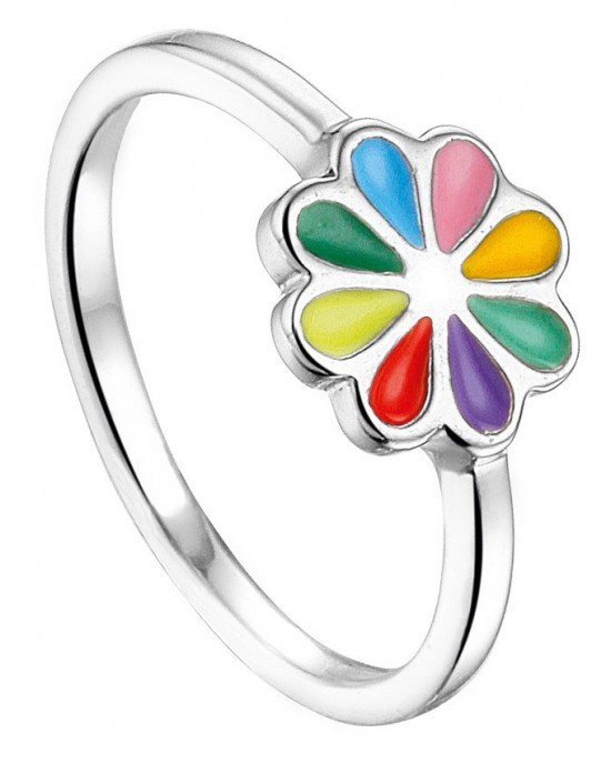 ZILVEREN RING BLOEM MET REGENBOOGKLEUREN MT43 - 79731 - 1327693