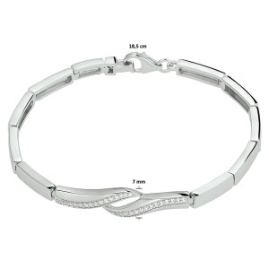 ZILVEREN ARMBAND MODEL CHOKER METSLAG(7MM)  EN ZIRKONIAS 7MM 18.5CM (Ook als set leverbaar) - 83225 - 1328184