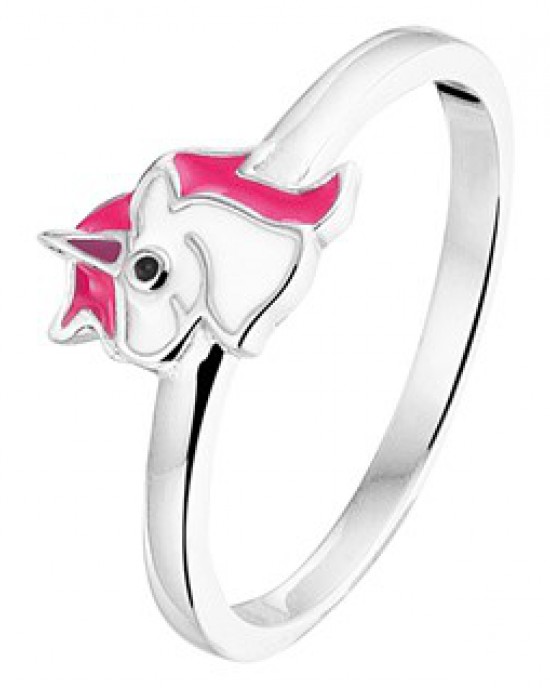 ZILVEREN RING EENHOORN ROZE MT44 -Ook als set leverbaar- - 77234 - 1329136-MT44