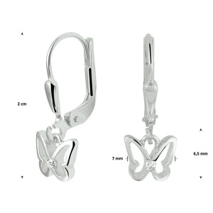 ZILVEREN OORHANGERS MET BRISUURHAAK EN VLINDER MET ZIRCONIA 7X20MM -Ook als set leverbaar- - 81720 - 1329863