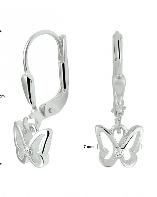 ZILVEREN OORHANGERS MET BRISUURHAAK EN VLINDER MET ZIRCONIA 7X20MM -Ook als set leverbaar- - 81720 - 1329863