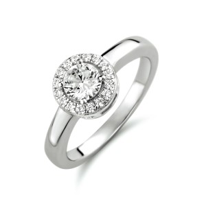 ZILVEREN RING MET GROTE ZIRKONIA TOPSTEEN EN DAAROMHEEN RONDEGEZET ZIRKONIA'S MT54 - 79142 - 1333650-MT54