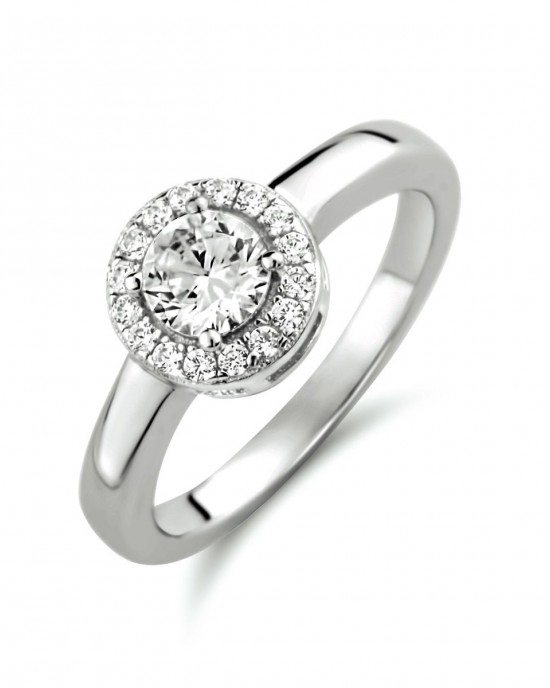 ZILVEREN RING MET GROTE ZIRKONIA TOPSTEEN EN DAAROMHEEN RONDEGEZET ZIRKONIA'S MT54 - 79142 - 1333650-MT54