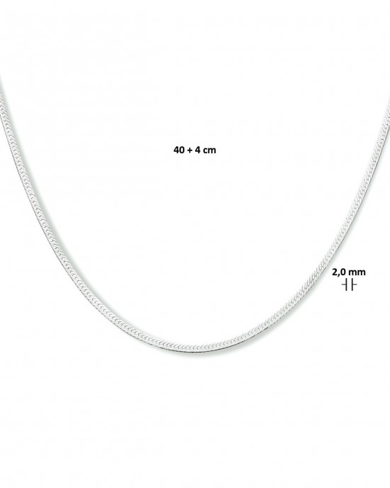 ZILVEREN COLLIER PLATTE SLANG 2.0MM 40+4CM - 81534 - 1333994