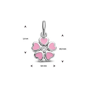 ZILVEREN HANGER BLOEM , ROZE MET ZIRCONIA 8.5X14MM - 80621 - 1335285