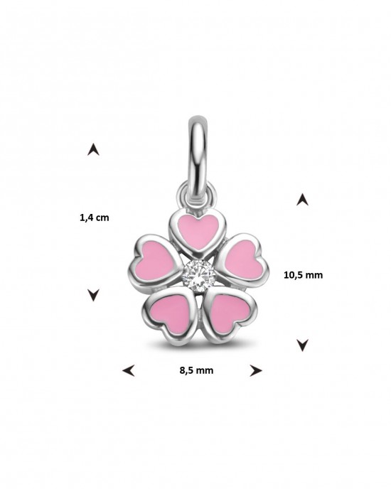 ZILVEREN HANGER BLOEM , ROZE MET ZIRCONIA 8.5X14MM - 80621 - 1335285