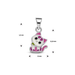 ZILVEREN HANGER POES ROZE 8X15MM -Ook als set leverbaar- - 81500 - 1335403