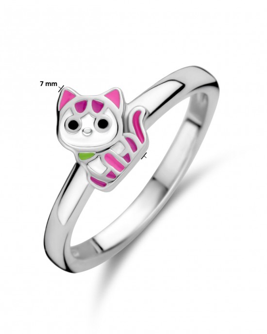 ZILVEREN RING POES ROZE MT46 -Ook als set leverbaar- - 82040 - 1335598-MT46