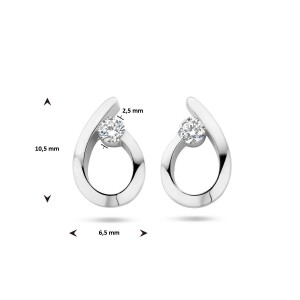 ZILVEREN OORSTEKERS DRUPPELVORM MET ZIRCONIA 6.5X10.5MM - 81080 - 1336103