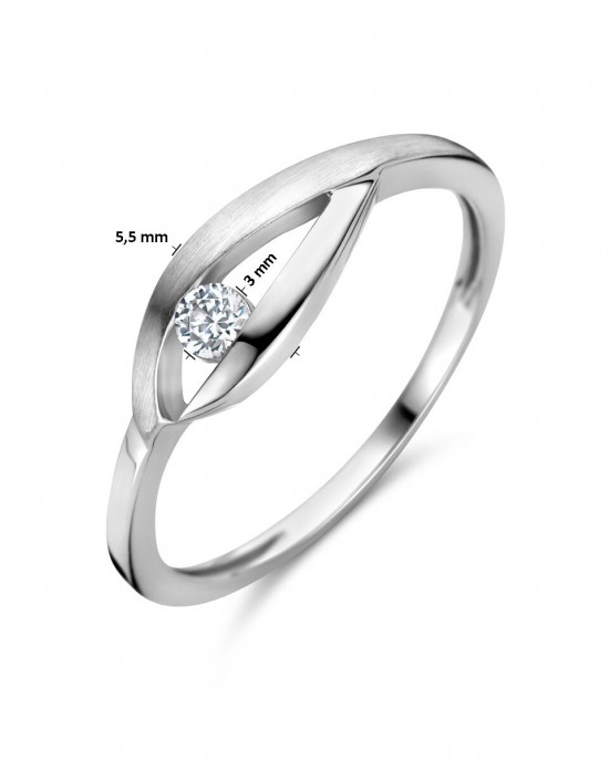 ZILVEREN RING DRUPPEL MET 3MM ZIRKONIA, MAT/GLANS AFGEWERKT 5.5MM MT58 (Ook als set leverbaar) - 82645 - 1336996-MT58