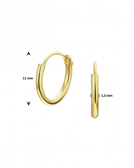 ZILVEREN OORRINGEN DOUBLE VERGULD  1.3MM 11MM (Geen garantie op plating) - 82023 - 2103190