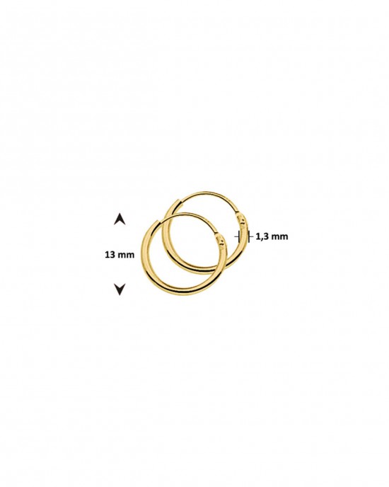 ZILVEREN OORRINGEN RONDE BUIS DOUBLE VERGULD  1.3MM 13MM (Geen garantie op plating) - 82065 - 2103191