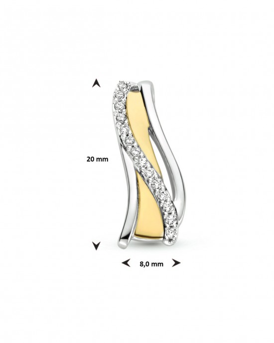 ZILVEREN HANGER MET DOUBLE EN ZIRCONIA'S 8X20MM (Geen garantie op plating) - 80429 - 2200427