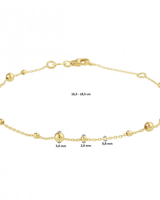 GOUDEN ARMBAND ANKER MET DIVERSE DIAMETER BOLLETJES 16.5-18.5CM (Ook als set verkrijgbaar) - 82960 - 4023335