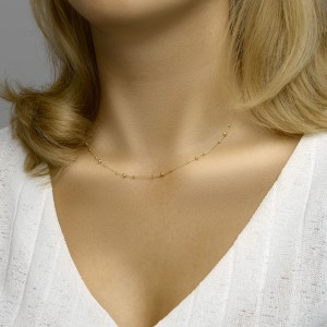 GOUDEN COLLIER ANKER MET DIVERSE DIAMETER BOLLETJES 41+4CM (Ook als set verkrijgbaar) - 82976 - 4023336