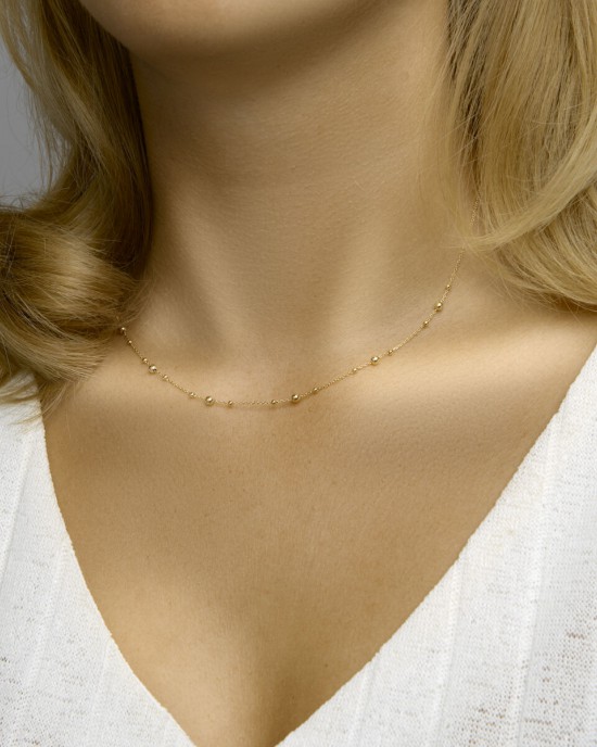 GOUDEN COLLIER ANKER MET DIVERSE DIAMETER BOLLETJES 41+4CM (Ook als set verkrijgbaar) - 82976 - 4023336