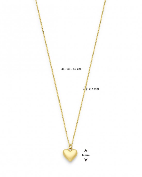 GOUDEN COLLIER ANKER MET HARTJES 6MM HANGER 0.7MM 41-43-45CM - 82911 - 4030829