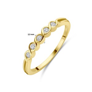 GOUDEN RING MET ZIRCONIAS IN GEVLOCHTEN ZETTING 2.5MM MT54 - 82639 - 4031101-MT54