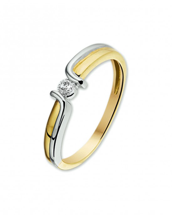 GOUDEN RING BI-COLOR MET ZIRKONIA MT57 - 81698 - 4205606-MT57