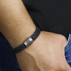 LEREN ARMBAND BLAUW LEER MET STALEN SLUITING 12MM 22.5CM - 82773 - 6505978-21CM