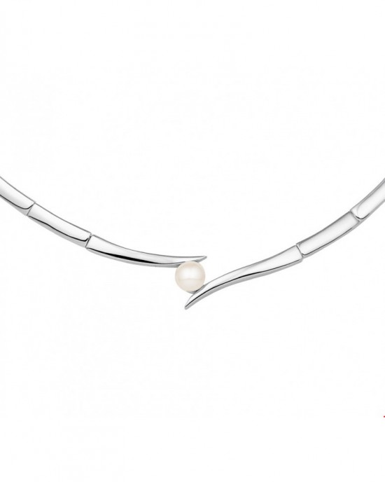 ZILVEREN COLLIER CHOCKER MODEL MET ZOETWATER PAREL 42-45CM - 75215 - 1326621