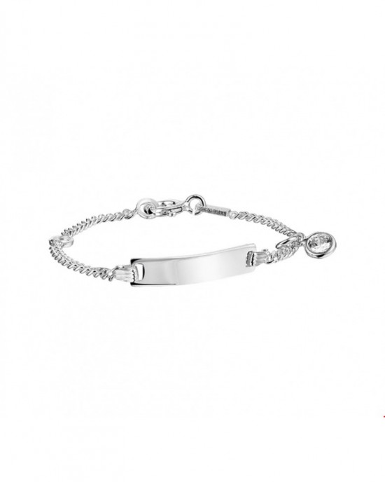 ZILVEREN GRAVEERARMBAND GOURMET MET HANGENDE ZIRKONIA 4.2MM 11-13CM - 78311 - 1327379