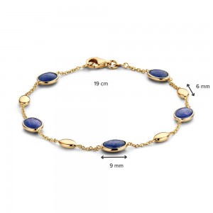 GOUDEN ARMBAND MET CABOCHON GESLEPEN SAFFIER19CM - 83064 - AW136973