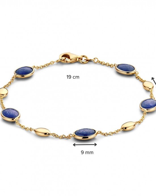 GOUDEN ARMBAND MET CABOCHON GESLEPEN SAFFIER19CM - 83064 - AW136973