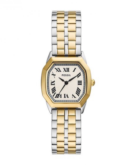 FOSSIL HORLOGE "HARLOW" BICOLOR STALEN BAND EN KAST, VIERKANTE KAST  30M - 83265 - ES5362