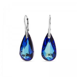 SPARK ZILVEREN BRISUUROORHANGERS,TEARDROP, MET BERMUDA BLUE CRYSTAL 40MM (Ook als set leverbaar) - 79694 - KW610024BB