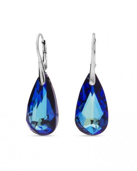 SPARK ZILVEREN BRISUUROORHANGERS,TEARDROP, MET BERMUDA BLUE CRYSTAL 40MM (Ook als set leverbaar) - 79694 - KW610024BB