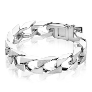 ZINZI "MART VISSER COLLECTIE" ZILVEREN ARMBAND GOURMET SATINE/POLI 12MM 19CM - 82789 - MVA11