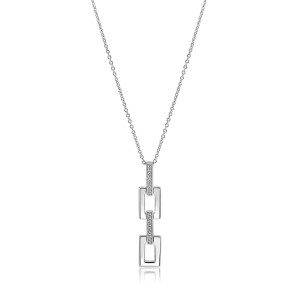 ZINZI "MART VISSER COLLECTIE" COLLIER MET 8X39MM RECHTHOEKIGE SCHAKEL VERBONDEN MET ZIRCONIA BEZTTE SCHAKELS 42-45CM - 83362 - MVC27