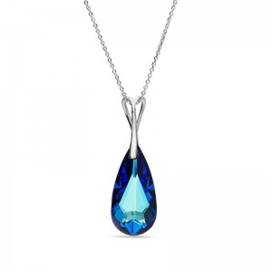 SPARK ZILVEREN COLLIER, MET BERMUDA BLUE CRYSTAL HANGER 42-45CM (Ook als set leverbaar) - 79713 - N610024BB