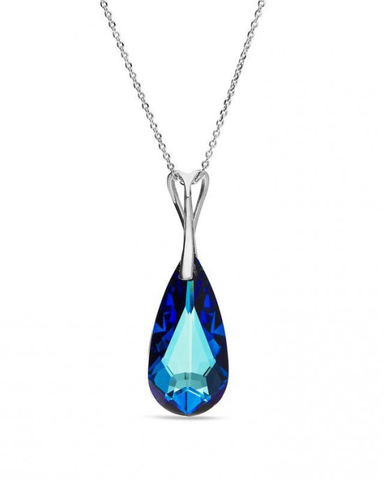 SPARK ZILVEREN COLLIER, MET BERMUDA BLUE CRYSTAL HANGER 42-45CM (Ook als set leverbaar) - 79713 - N610024BB