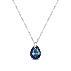 SPARK ZILVEREN COLLIER, PETITE GOUTTE, MET BERMUDA BLUE CRYSTAL HANGER 42+5CM - 83252 - N643311BB