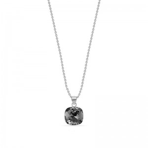 SPARK ZILVEREN COLLIER, BARETE, MET 11MM VIERKANTE SILVER NIGHT CRYSTAL HANGER 43-47CM - 79728 - NN447010SN