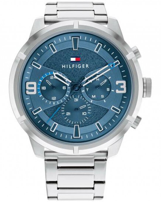 TOMMY HILFIGGER HORLOGE "WILD" STALEN BAND EN KAST, BLAUWE CHRONO PLAAT 50MM 50M - 81869 - TH1792077