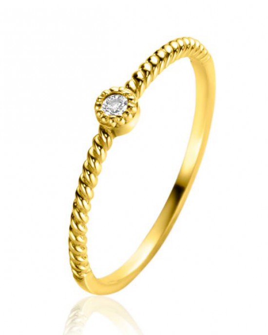 ZINZI GOUDEN RING GEDRAAIDE SCHEEN MET ZIRCONIA IN BOLLETJES ZETTING 3MM MT52 - 82778 - ZGR481-52-MT52