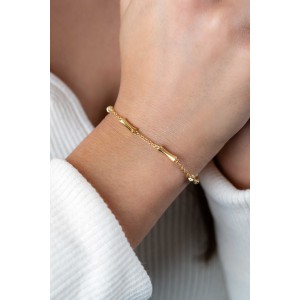 ZINZI ZILVEREN ARMBAND BAMBOE, DOUBLE, MET STAAFJES 17-20CM (Geen garantie op plating) - 83399 - ZIA2577G