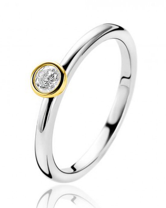 ZINZI ZILVEREN RING AANSCHUIF MET ZIRKONIA IN DOUBLE ZETTING 4.5MM MT54 - 82390 - ZIR1177Y-54-MT54