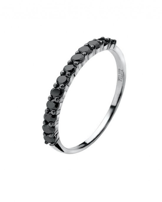 ZINZI ZILVEREN RING AANSCHUIF MET ZIRKONIA'S SMAL ZWART MT54 - 45912 - ZIR827Z-54-MT54