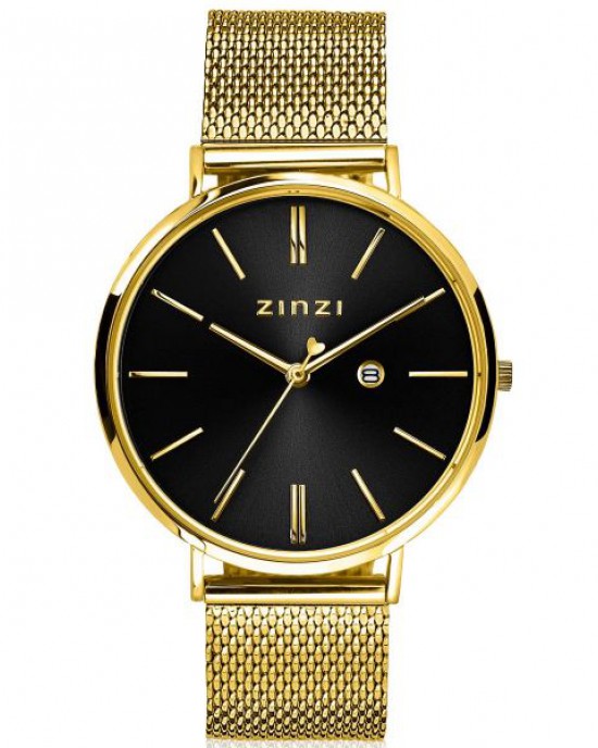 ZINZI HORLOGE ,RETRO, DOUBLE MILANEESE BAND EN KAST, ZWARTE PLAAT MET DATUM 50M - 80265 - ZIW443M